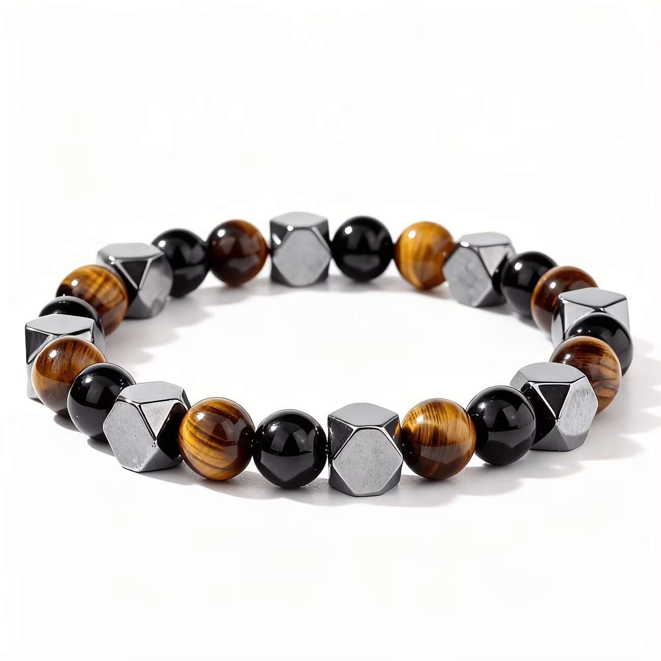 Tiger Eye, Black Onyx & Obsidian Fortune Bracelet
