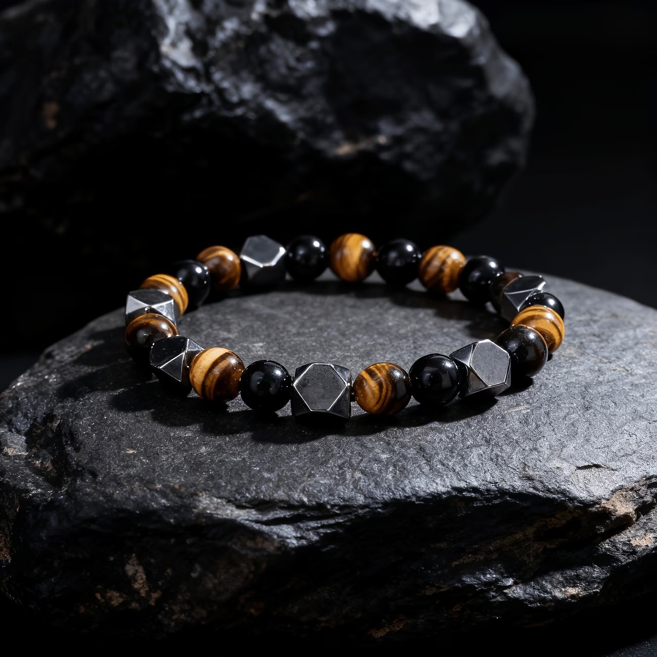 Tiger Eye, Black Onyx & Obsidian Fortune Bracelet