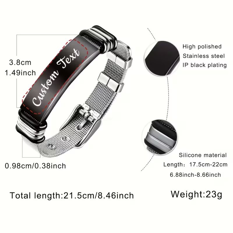 Personalized Custom Engraved Stainless Steel Men Cufflinks