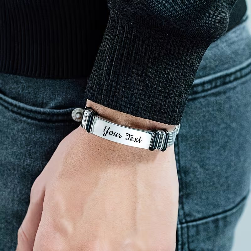 Personalized Custom Engraved Stainless Steel Men Cufflinks