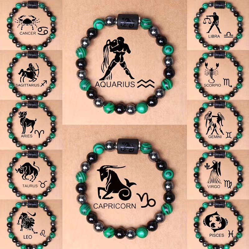 Libra Zodiac Malachite Wealth Attraction Bracelet