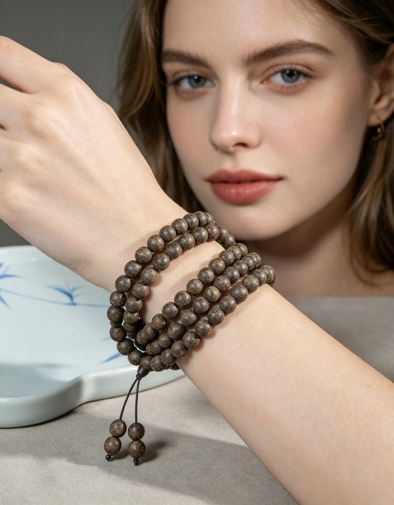 Natural Agarwood 108 Bead Bracelet