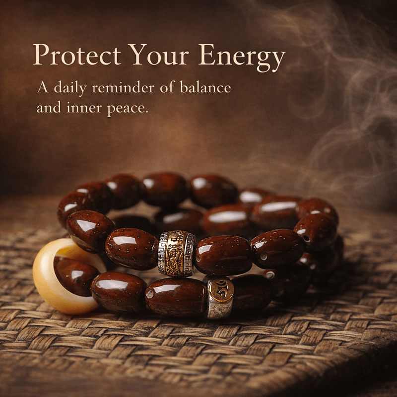 Purple Golden Bodhi Seed Double Wrap Bracelet