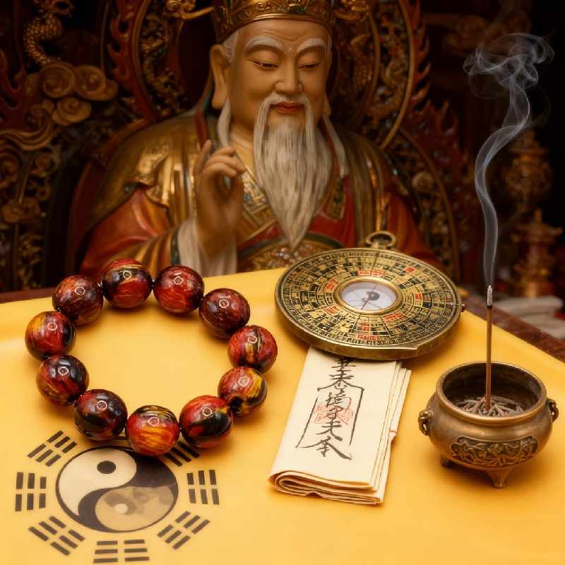 Mystic Fossil Prayer Bead Bracelet for Inner Peace