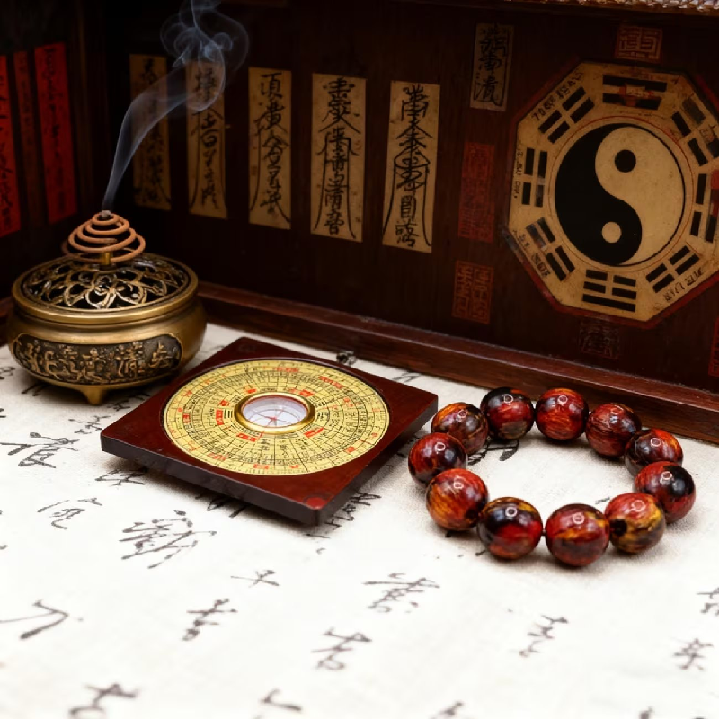 Mystic Fossil Prayer Bead Bracelet for Inner Peace