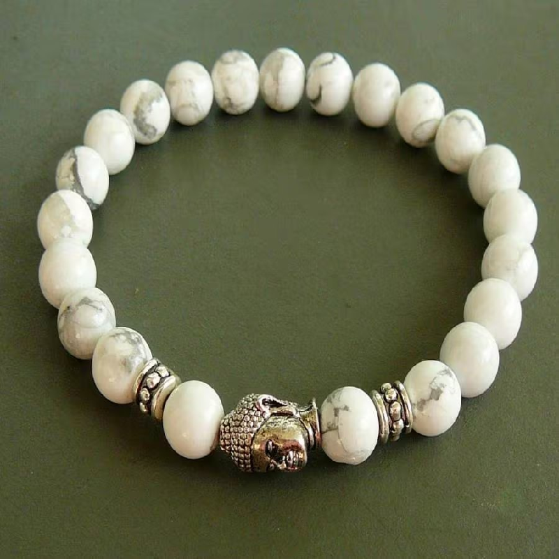 White Howlite Buddha Mala Bracelet