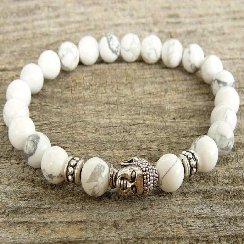 White Howlite Buddha Mala Bracelet