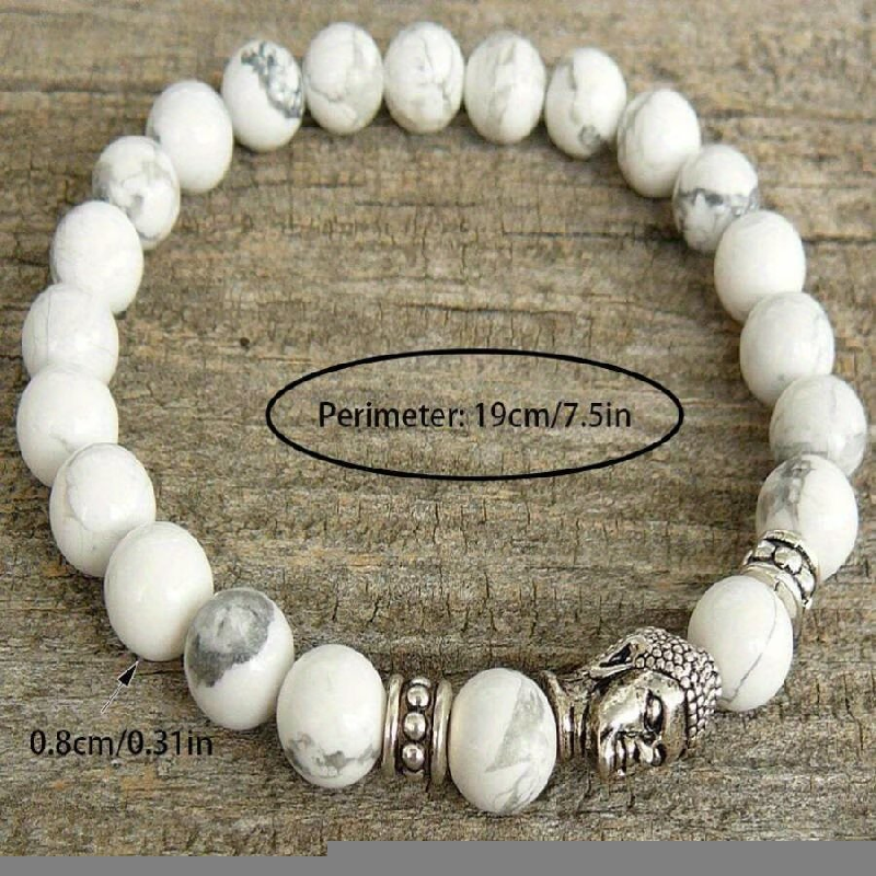 White Howlite Buddha Mala Bracelet