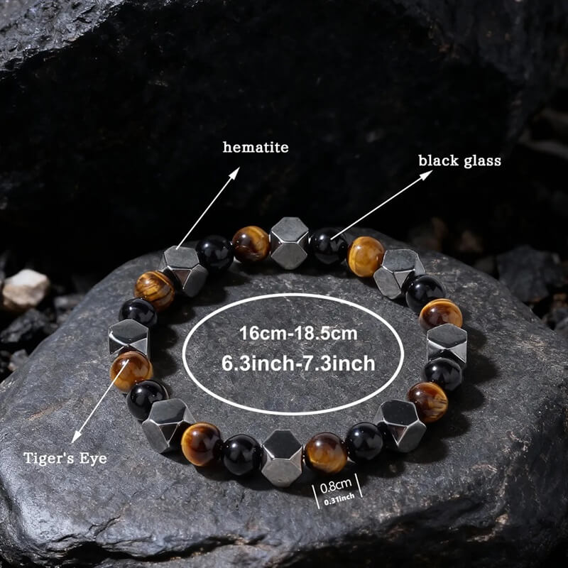 Tiger Eye, Black Onyx & Obsidian Fortune Bracelet