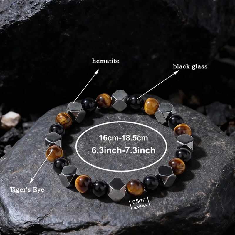 Tiger Eye, Black Onyx & Obsidian Fortune Bracelet