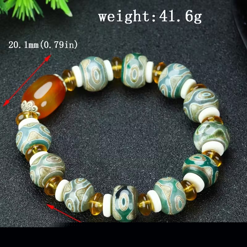 Three-Eye Dzi Agate Bracelet