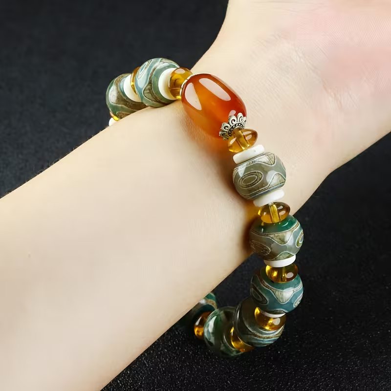 Three-Eye Dzi Agate Bracelet