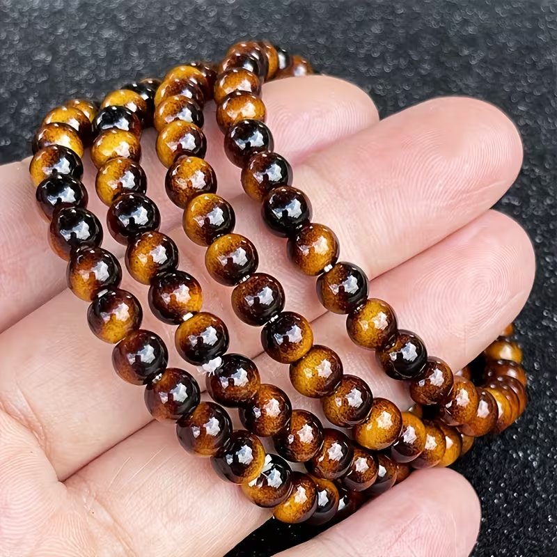 4 Pack Tiger Eye Stone Bracelets 6/8/10mm Luck Prosperity