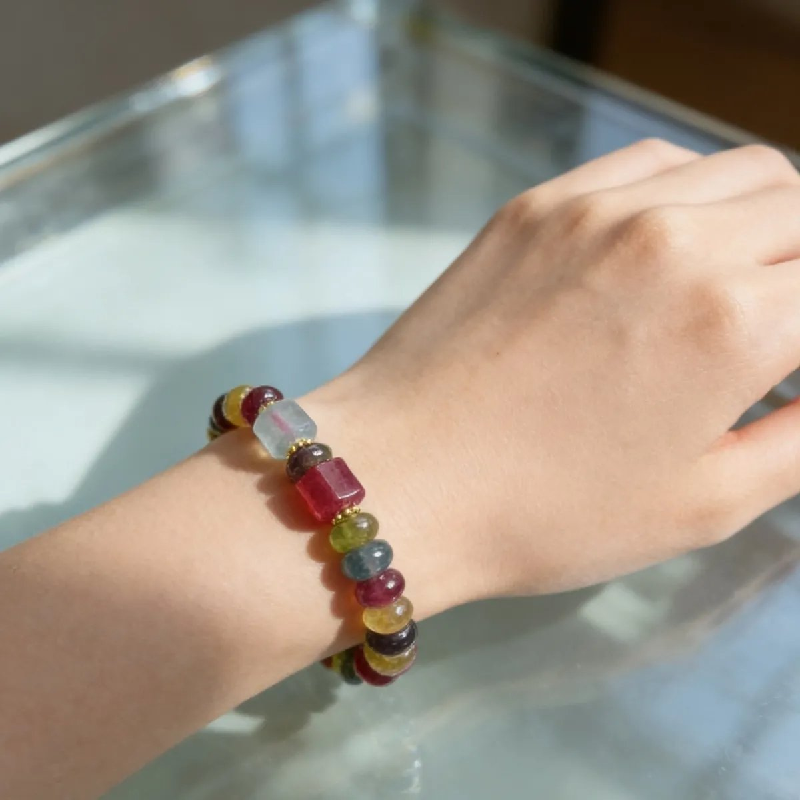 8mm Natural Brazilian Tourmaline Feng Shui Lucky Bracelet