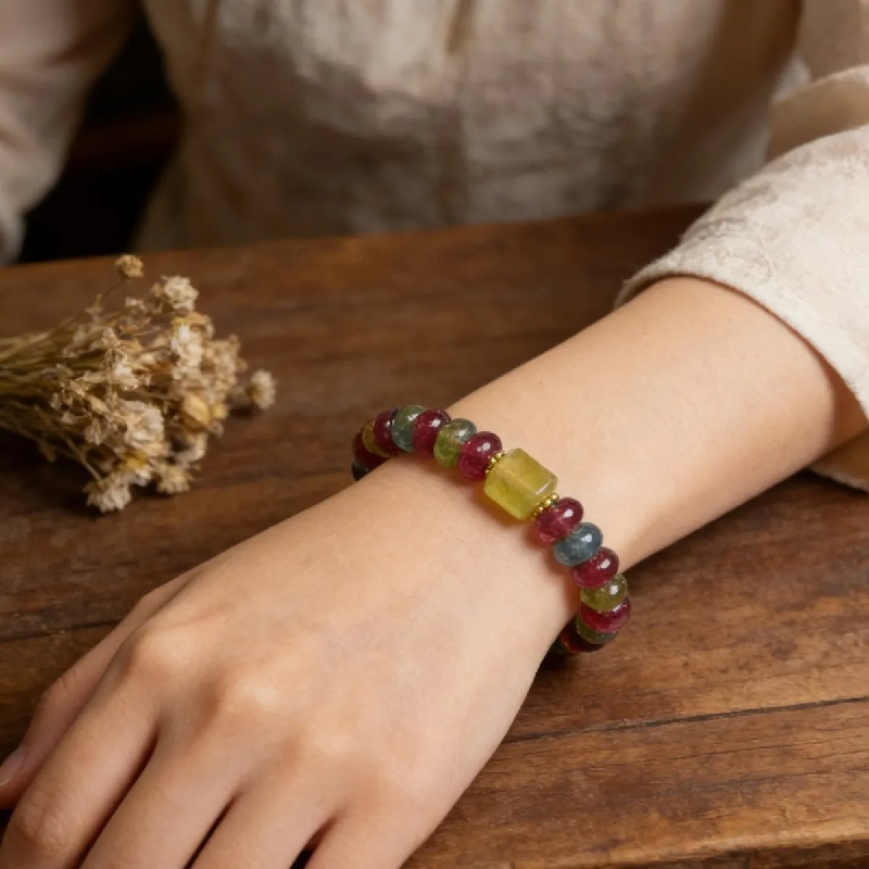 8mm Natural Brazilian Tourmaline Feng Shui Lucky Bracelet