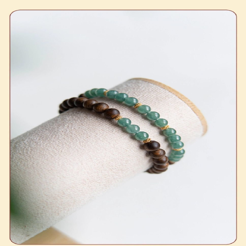 Natural Qi Nan Agarwood Double Loop Calming Wood Feng Shui Bracelet