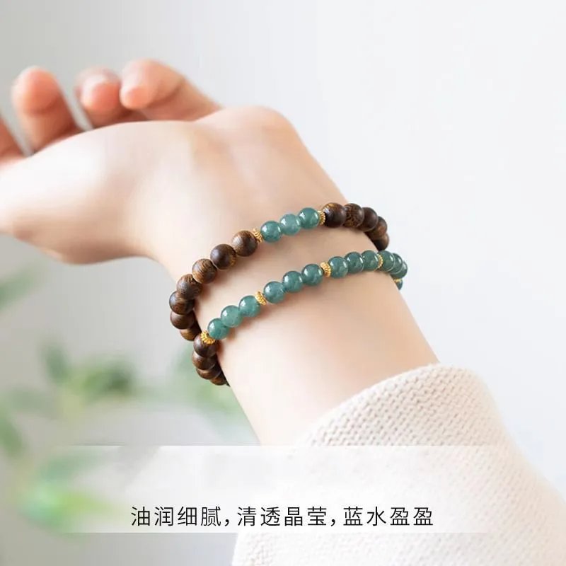 Natural Qi Nan Agarwood Double Loop Calming Wood Feng Shui Bracelet