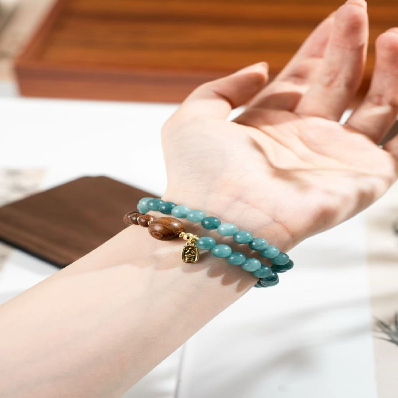 Qi Nan Agarwood Sandalwood Double Circle Feng Shui Wealth Bracelet