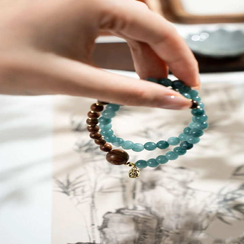Qi Nan Agarwood Sandalwood Double Circle Feng Shui Wealth Bracelet