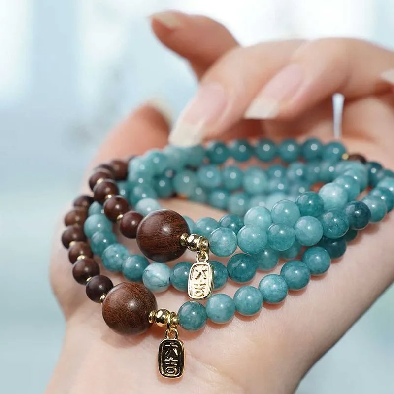Qi Nan Agarwood Sandalwood Double Circle Feng Shui Wealth Bracelet