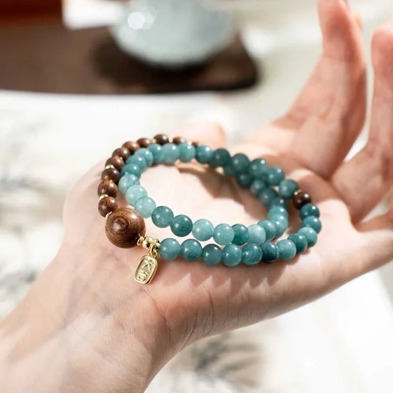 Qi Nan Agarwood Sandalwood Double Circle Feng Shui Wealth Bracelet