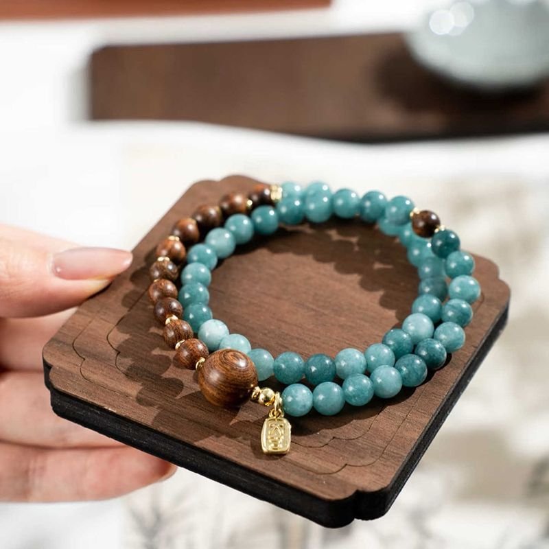 Qi Nan Agarwood Sandalwood Double Circle Feng Shui Wealth Bracelet