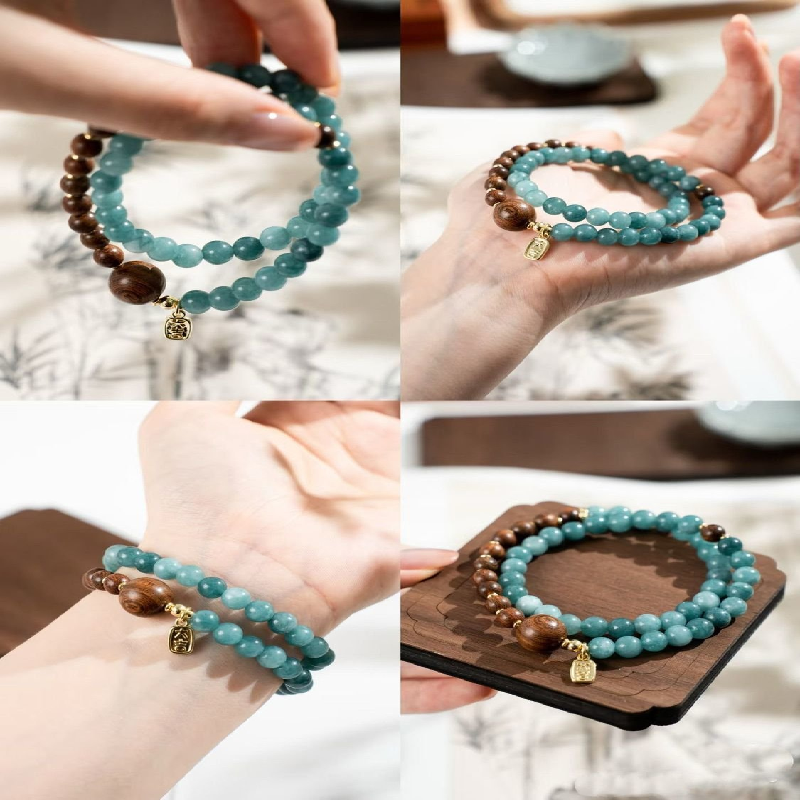 Qi Nan Agarwood Sandalwood Double Circle Feng Shui Wealth Bracelet
