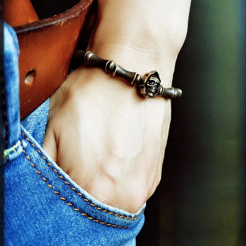 Silver bead bracelet mens - Good Luck