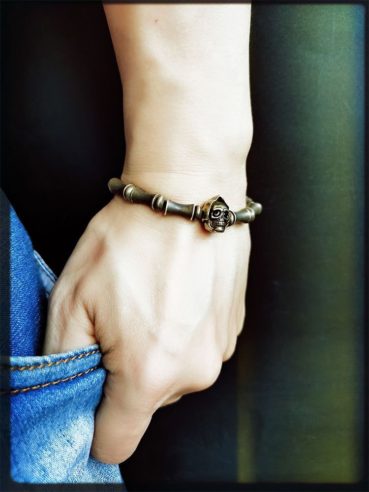 Silver bead bracelet mens - Good Luck
