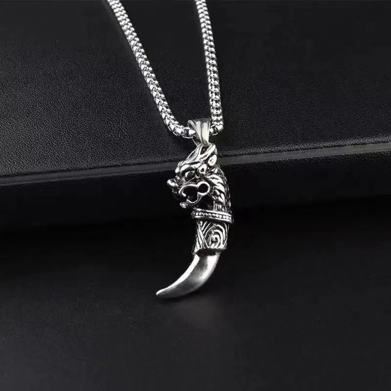 Lucky Charm Chinese Bracelet - Men Wolf Tooth Necklace, Good Luck