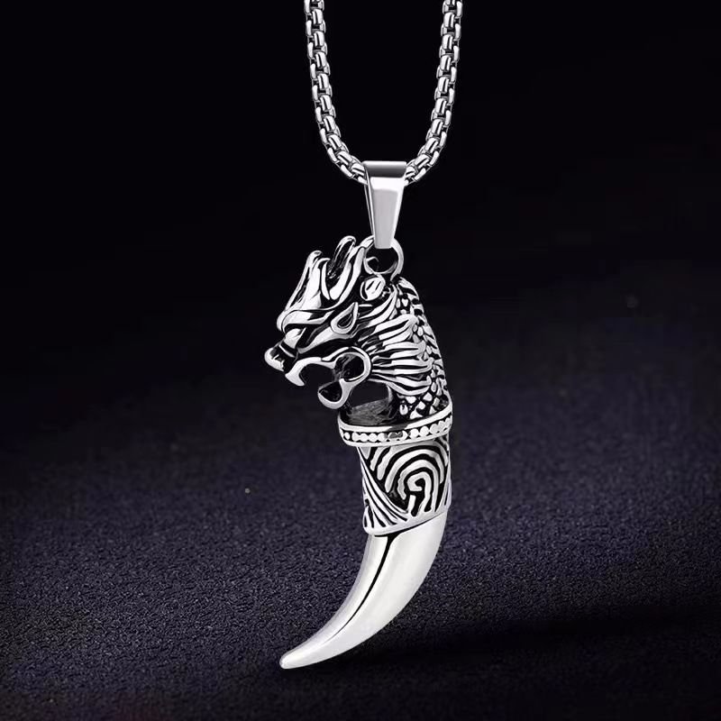 Lucky Charm Chinese Bracelet - Men Wolf Tooth Necklace, Good Luck