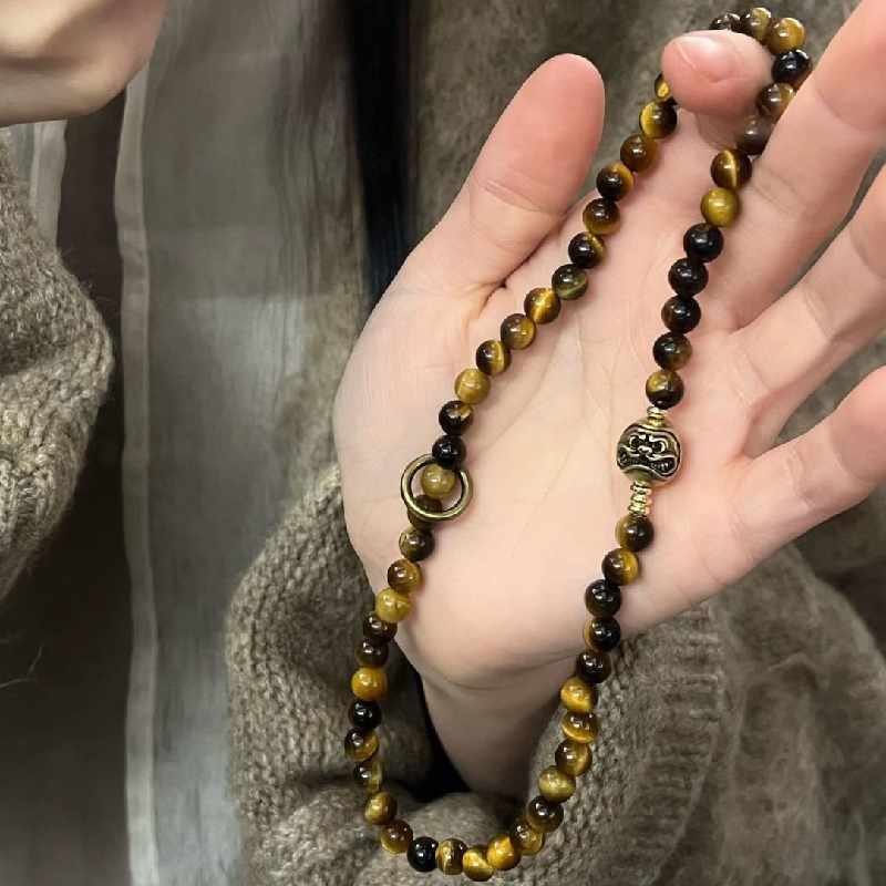Bracelet Pixiu Feng Shui - Tiger Eye Wealth Luck Beaded Bracelet