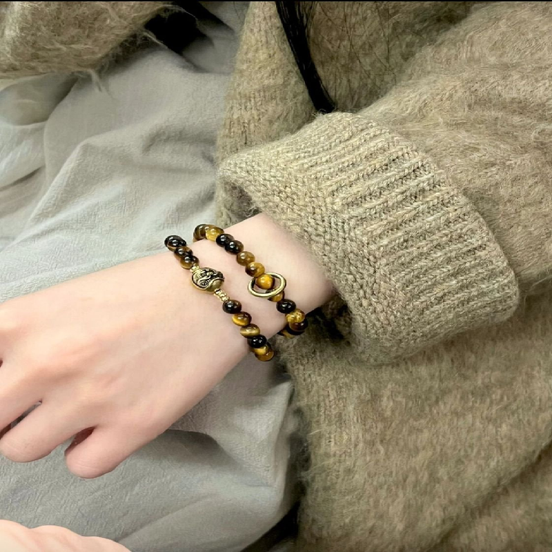 Bracelet Pixiu Feng Shui - Tiger Eye Wealth Luck Beaded Bracelet