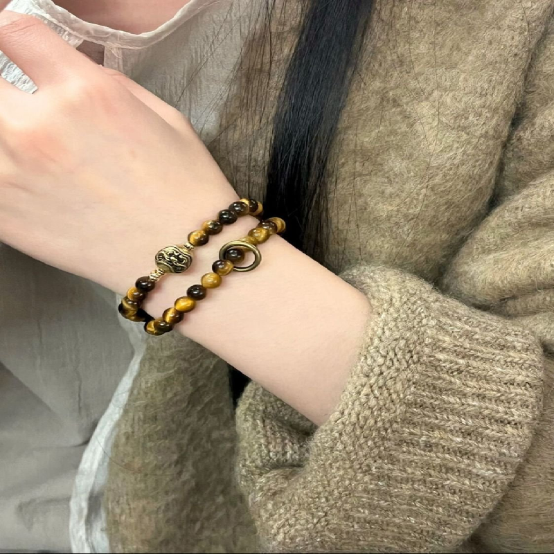 Bracelet Pixiu Feng Shui - Tiger Eye Wealth Luck Beaded Bracelet
