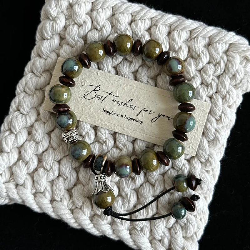 Lucky Wealth Bracelet - Matte Ceramic Chinese Bead