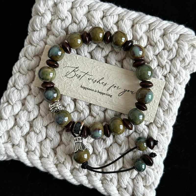 Lucky Wealth Bracelet - Matte Ceramic Chinese Bead