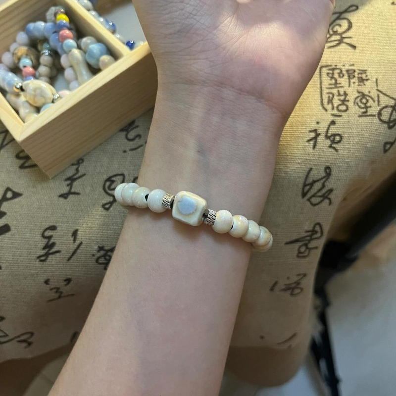 Buddha Lucky Bracelet - White Ceramic, Good Luck Gift