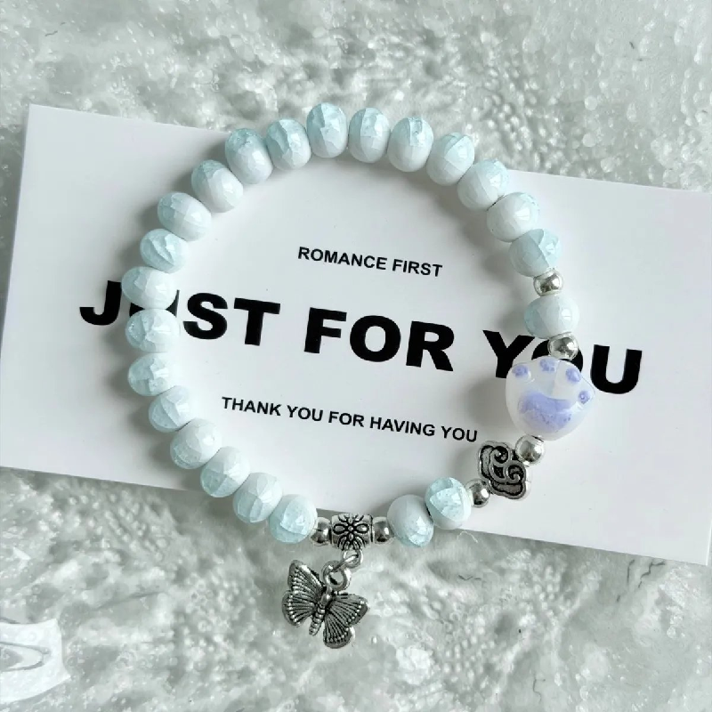 Charm Stone Bracelet - Handmade Ceramic Lucky Bead
