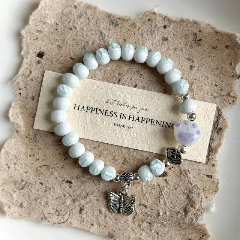 Charm Stone Bracelet - Handmade Ceramic Lucky Bead