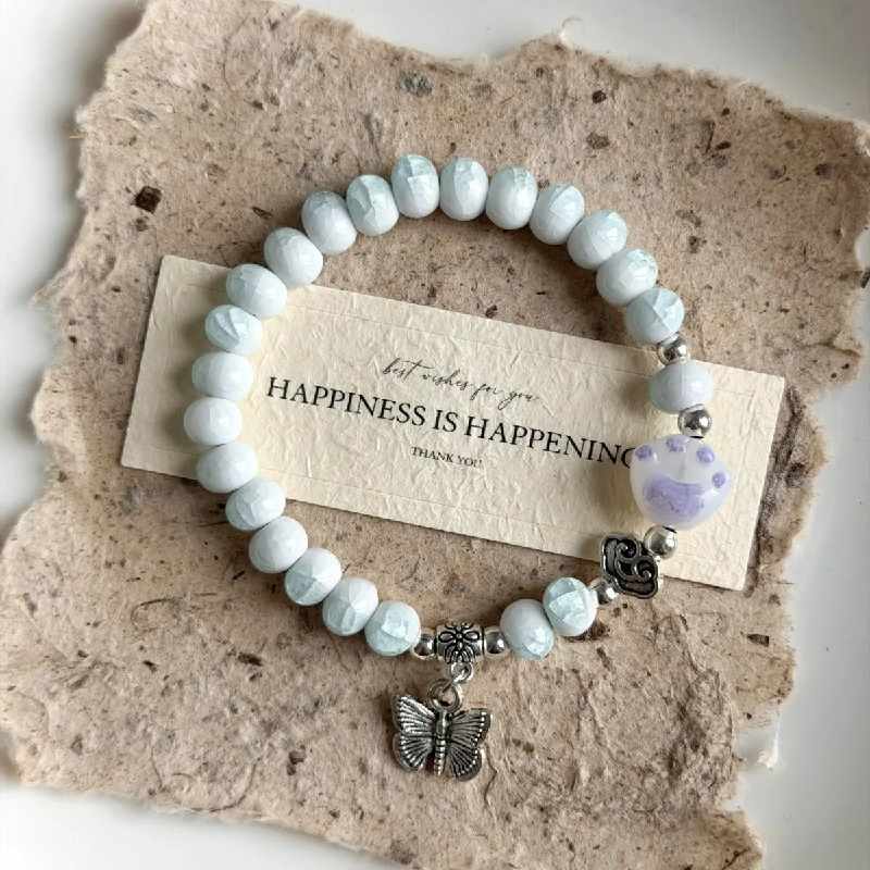Charm Stone Bracelet - Handmade Ceramic Lucky Bead