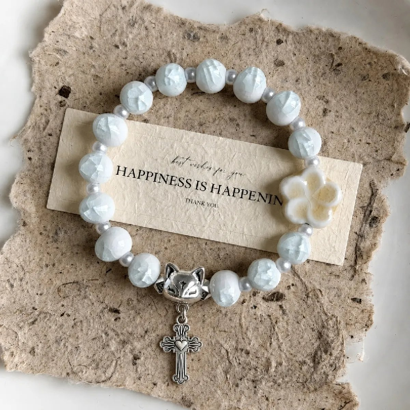 Charm Stone Bracelet - Handmade Ceramic Lucky Bead