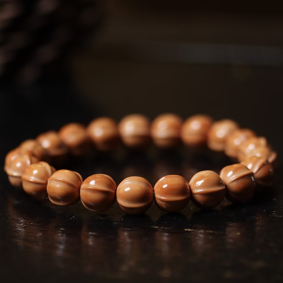 Handcrafted Walnut & Bead Bracelet - Spiritual Wooden Meditation Jewelry Perfect Gift for Loved Ones