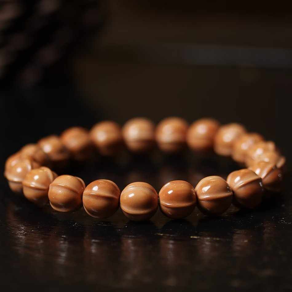 Handcrafted Walnut & Bead Bracelet - Spiritual Wooden Meditation Jewelry Perfect Gift for Loved Ones