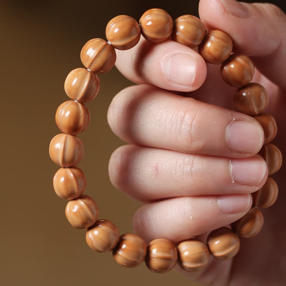 Handcrafted Walnut & Bead Bracelet - Spiritual Wooden Meditation Jewelry Perfect Gift for Loved Ones