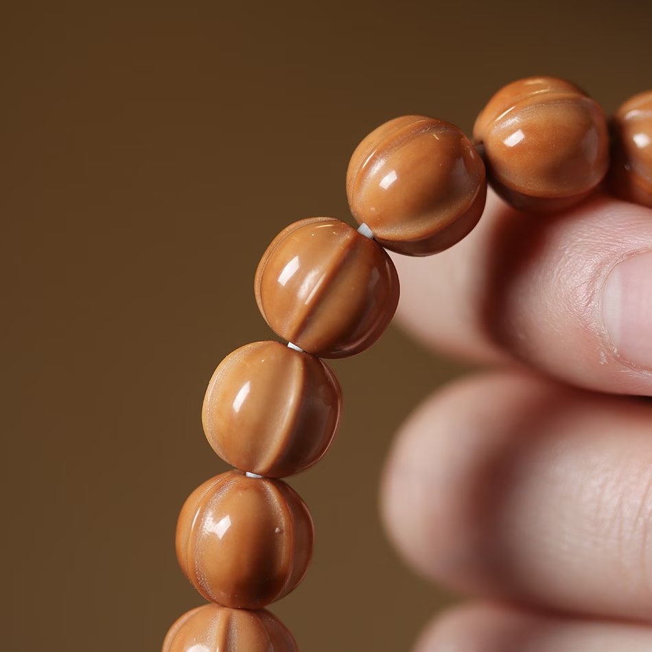 Handcrafted Walnut & Bead Bracelet - Spiritual Wooden Meditation Jewelry Perfect Gift for Loved Ones