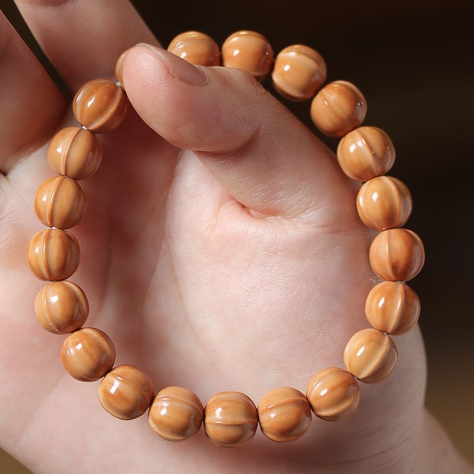 Handcrafted Walnut & Bead Bracelet - Spiritual Wooden Meditation Jewelry Perfect Gift for Loved Ones