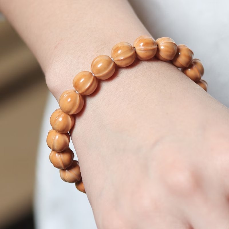 Handcrafted Walnut & Bead Bracelet - Spiritual Wooden Meditation Jewelry Perfect Gift for Loved Ones