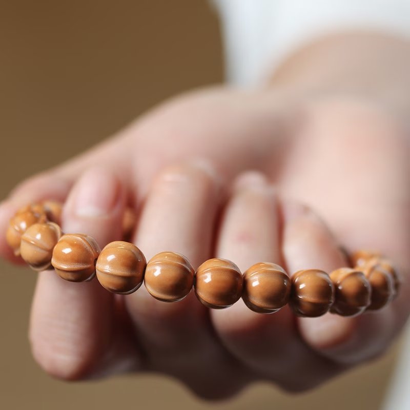 Handcrafted Walnut & Bead Bracelet - Spiritual Wooden Meditation Jewelry Perfect Gift for Loved Ones