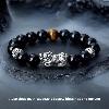 Tiger Eye & Obsidian Pixiu Bracelet | 999 Silver