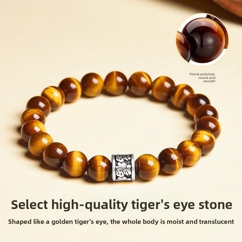 Sunflower Tiger Eye Bracelet – Sterling Silver Mala Jewelry